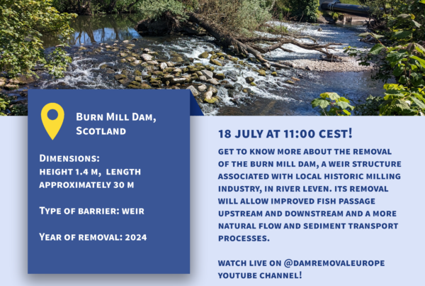 Live event celebrating Burn Mill Dam in River Leven, Scotland